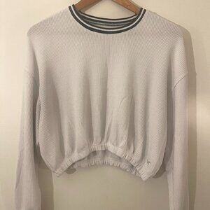 Hollister Cropped Thermal Long Sleeve 'Boyfriend T-Shirt', Small